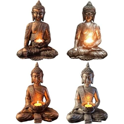 Meditating Buddha Statue Figurine Sculpture Decoration Tealight Holder/Candle Holder for Home,Garden,Patio