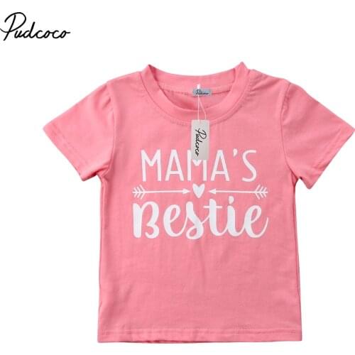 2018 Brand New Toddler Infant Child Kids Girl Baby Pink Short Sleeve Blouse T-shirt Tee Tops T Shirt Casual Summer Clothes 1-6T