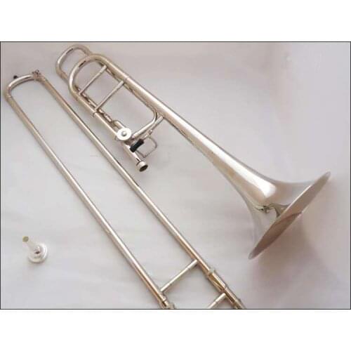 Newest Beautiful Bb/f Tune Bach Tenor Trombone Nickel plated musical instrument with Mouthpiece Cleaning Stick Case