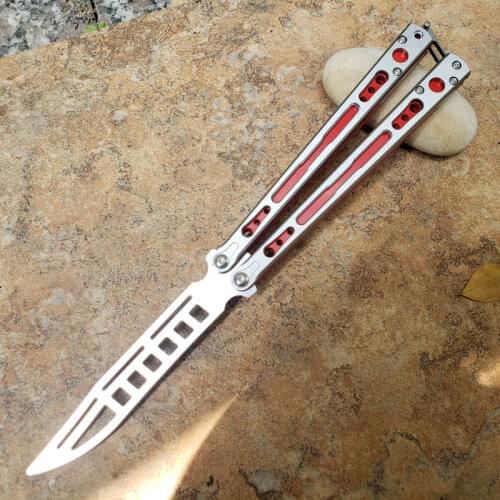 The One Chimera Butterfly Practice Swing Knife Red G10 Lining D2 Sharp Blade Aluminum Alloy Handle Survival Hunting Camping Tool
