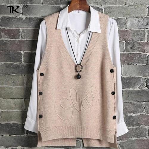 Autumn Knitted Button Sweater Vests Women Solid V-neck Sleeveless Waistcoat Vest Female 2020 Spring Fashion Ladies Pullover Tops