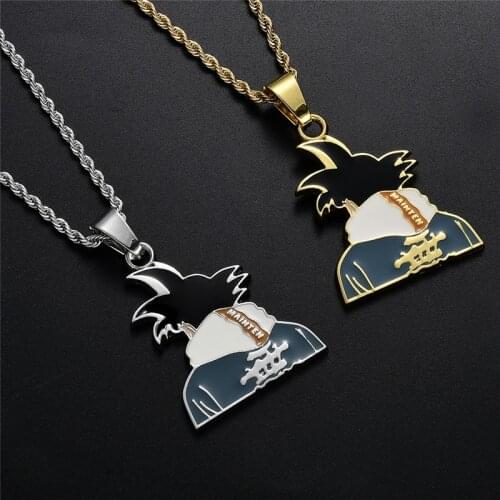 4pcs Cartoon Characters Supper Saiyan GOKU Pendants Necklace For Men Hip Hop Rock Jewelry Drop Shipping