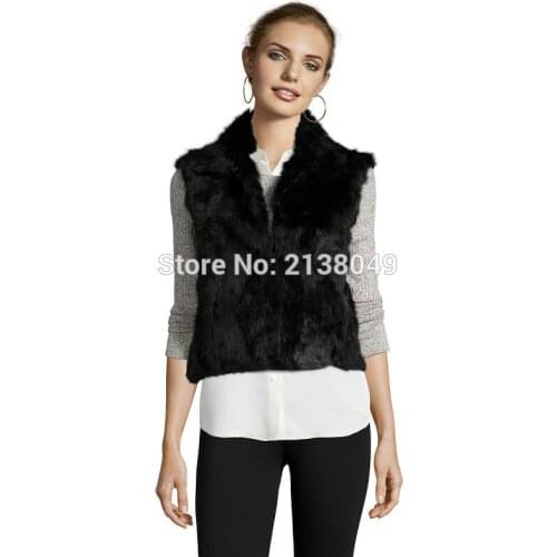 SF0037 Pathwork Small Piece Fur Scraps Folding Collar Women Real Rabbit Fur Vest