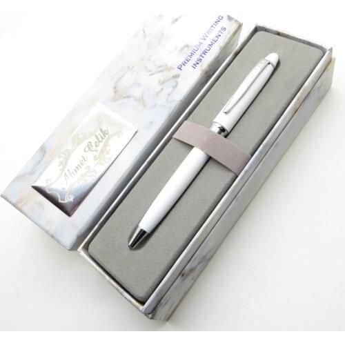 Wings Marble T217 White Chrome Ballpoint Pen | İsme Special Pen | Gift Pen