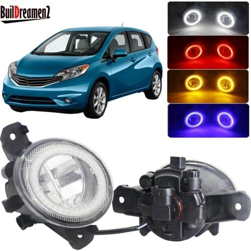 2 X LED Angel Eye Fog Light 4000LM Car Front Bumper Fog Lamp DRL Daytime Running Light 12V For Nissan Versa Note 2014 2015 2016
