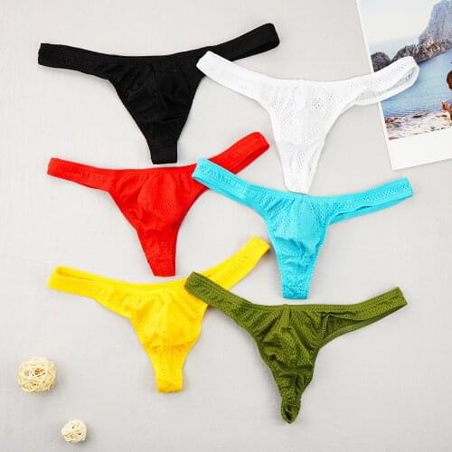 2021 New Hot Mens Underwear Sexy Mesh Breathable G-string Thong Briefs Bulge Pouch Panties Male Bikini Slip U Underpants S-L