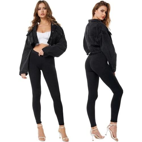 Crop Top Denim Jackets for Women Long Sleeve Denim Short Coat Ladies Casual Button Jacket Jeans Overcoat