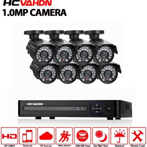 AHD 8CH DVR 1080P Video Recorder HD 720P 1.0MP Night Vision Waterproof set Home Surveillance Security Cameras System language
