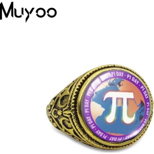 Vintage Mathematical Pi Patterns Glass Cabochon Round PI nfinite Decimal Handmade Jewelry Retro Rings Glass Dome Rings Gifts