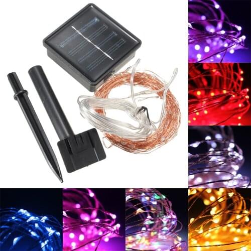 Waterproof 10M 100LEDs Solar Power String Fairy Lights Holiday Lighting Christmas Party Garden Tree String Lamp+2m Down-lead