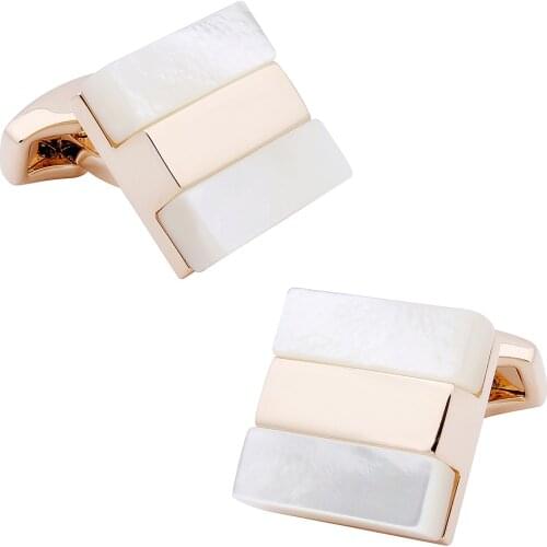 Men Jewelry Mother of Pearl Cufflinks Simple Stone Cufflinks for Men Shirt High Quality Nature Stone Rose Gold cuff links