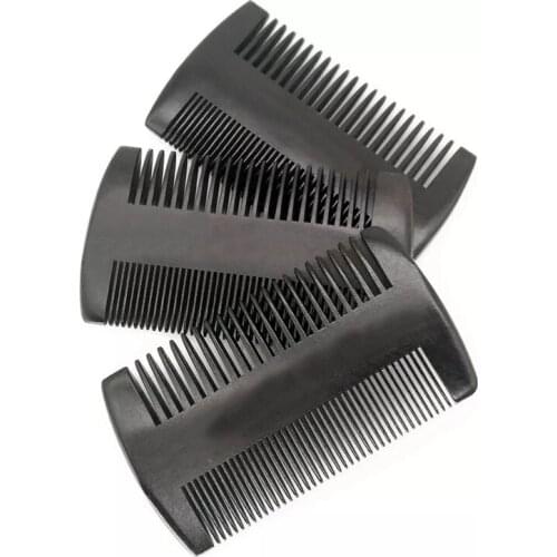 100PCS Natural Peach Wood Two Side Fine-Tooth Black Color Small Comb For Men Beard & Women Hair Care Engraved Logo