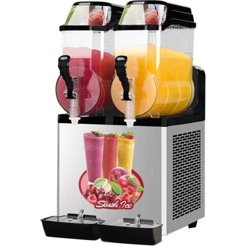 110V 220V slushy Machine 2x12L Double Tank Slush Frozen Drink Smoothie Dispenser Making Ice-Cool Jucie Maker for Commercial Cafe