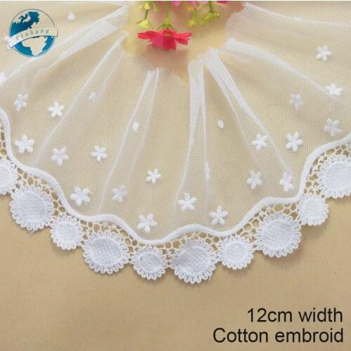 12cm width cotton embroid sewing ribbon guipure lace trim or fabric warp knitting DIY Garment Accessories free shipping#1809