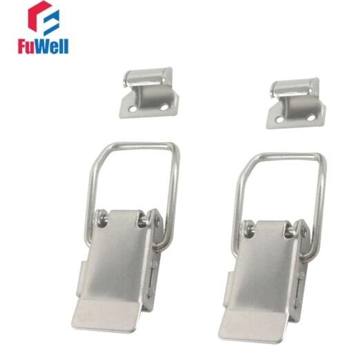 2pcs R301 70mm Stainless Steel Toggle Latch Catch Hasps Spring Loaded Box Buckle