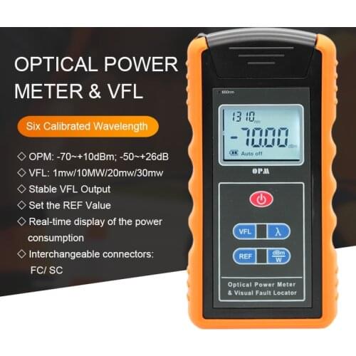 2 in 1 fuctions TM203N-A-V10 FC SC VFL Power Meter 10mw VFL 650nm & OPM Optical Power Meter 6 wavelength -70~+10dBm -50~+26dBm