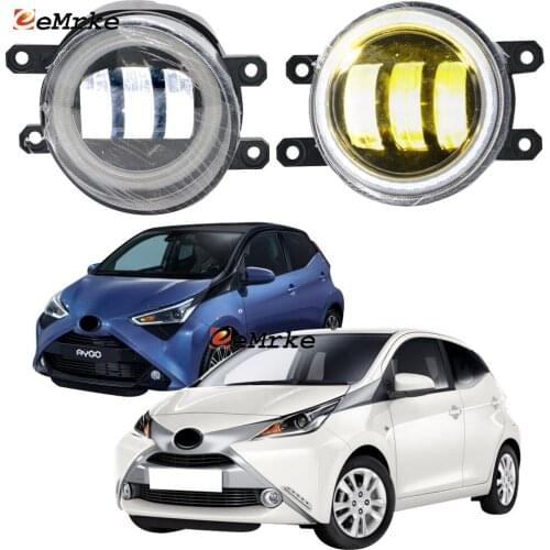 2x for Toyota Aygo 2 2015 2016 2017 2018 2019 2020 Angel Eye DRL LED Fog Lights Lamp Lenses Daytime Running Light Accessories