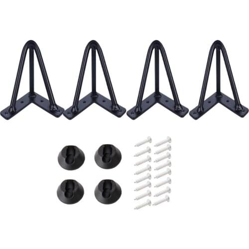 4Pcs 4 Inch Hairpin Table Legs 1/2inch Dia 3-Rods Hairpin Feet Hairpin Coffee Table Legs Heavy Duty Metal Furniture Leg