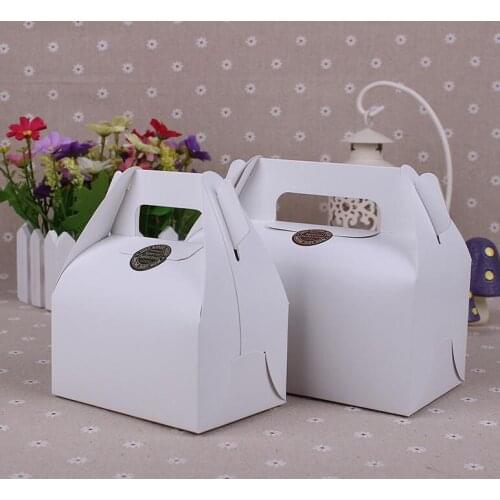 50pcs/lot Cake Food kraft Paper Box With Handle, Christmas/Birthday/Wedding gift cupcake packing box