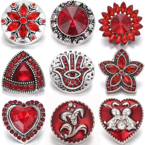 6pcs/lot New Snap Jewelry 18mm Metal Snap Buttons Jewelry Rhinestone Flower Owl Buttons Fit 18mm Snap Bracelet Necklace Jewelry