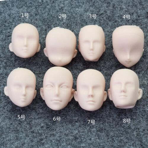8 Pieces/lot 1/6 Doll Head Doll Parts Accessories No Makeup Head OB Female / Male Head Practice Makeup DIY Obitsu27