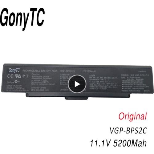 GONYTC VGP-BPS2C 5200mAh 11.1V VGP-BPS2A VGP-BPL2 Laptop Battery For Sony Vaio VGN-FS515 VGN-S240 PCG VGC-LB VGN-AR AR11 VGN-C