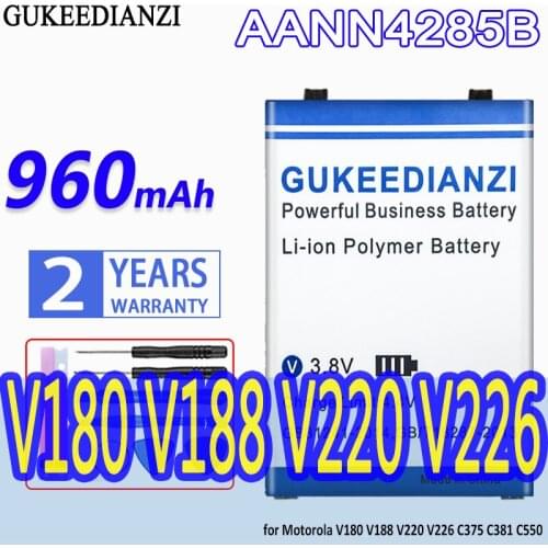 GUKEEDIANZI High Capacity Battery AANN4285B 960mAh for Motorola V180 V188 V220 V226 C375 C381 C550 Bateria