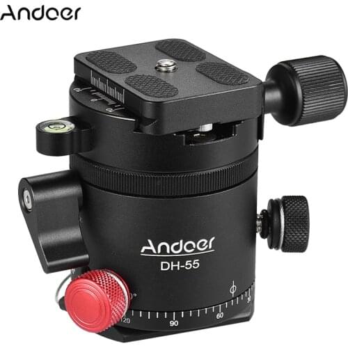 Andoer DH-55 Camera Tripod Ball Head Indexing Rotator HDR Aluminum Panoramic Head w/ 1/4" Quick Release Plate +Bubble Level +Bag