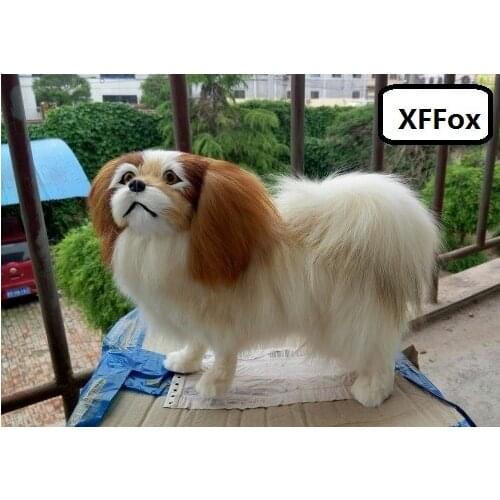 Big real life pekingese dog model plastic&furs natural colour dog doll gift about 32x25cm xf1612