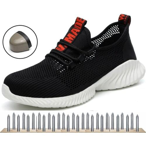 Men Safety Shoes Breathable Summer Boots Women Anti-Smashing Steel Toe Caps Anti-piercing Mesh Mens Work Shoes Big Size 36-46