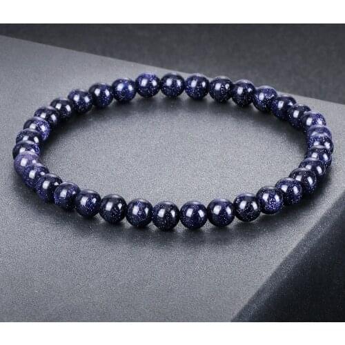Handmade 6mm Natural Black Onyx Sand Stone Beads Bracelets Elastic Bracelets Healing Yoga Fashion Jewelry for Women Men Gifts