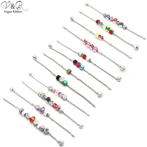 Imitation Rhodium Plated Bracelets With CZ Stone/ Acrylic/ Glass Bead Charm Bracelets For Women Alex And Ani Bracelets Christmas