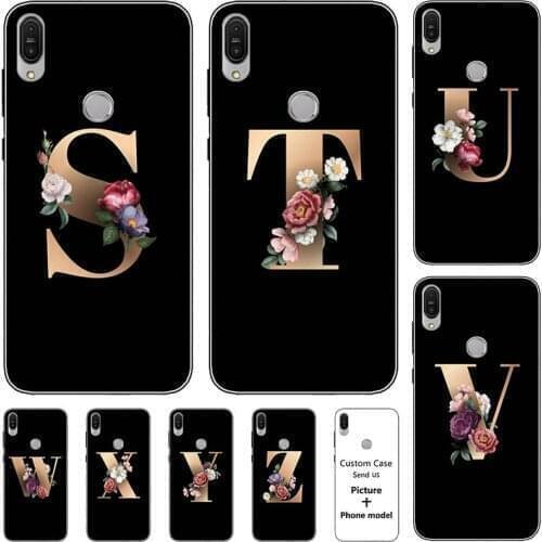 Flower 26 English Letters Custom Initial Case for ASUS ZenFone Max M2 ZB633KL ZB632KL ASUS_X01BD/BDA 6.3" Soft Silicone Cover