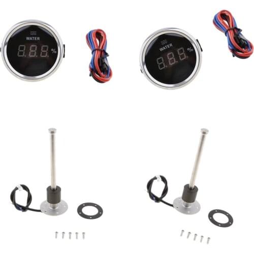 2x Marine Boat Fuel & Liquid Level Gauge Sensor 200mm +2x Fuel Level Meter 52mm