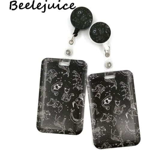 Starry Animal Cute Card Cover Clip Lanyard Retractable Student Nurse Badge Reel Clip Cartoon ID Card Badge Holder accessories