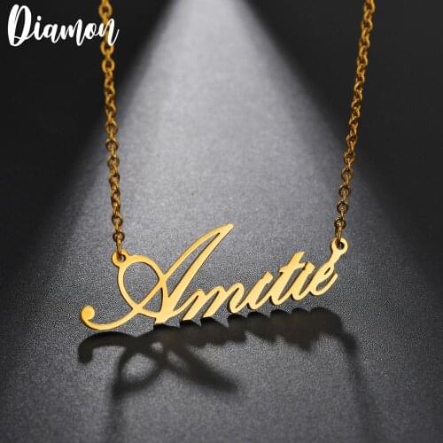 Diamon New Custom Font Necklaces Stainless Steel Choker Chain Pendant Name Personalized Jewelry Gold Letter for Gifts Necklace
