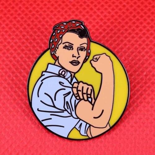 Rosie the riveter enamel pin feminist brooch girl power badge women gift denim jackets backpack accessories