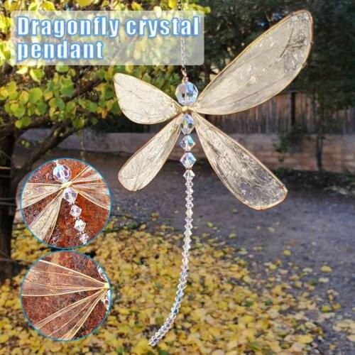 Dragonfly Crystal Suncatcher with Beads Window Hanging Ornament Wedding Cars Window Decor jlrr