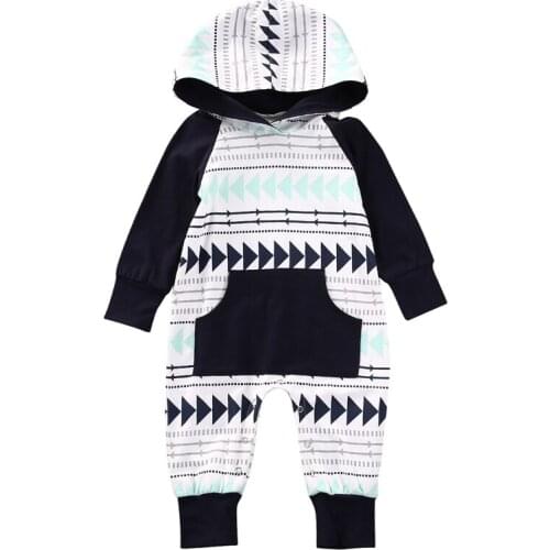 Newborn Infant Baby Boy Girl Kids Cotton Hooded Romper Jumpsuit Outfit Autumn Clothes 0-24M
