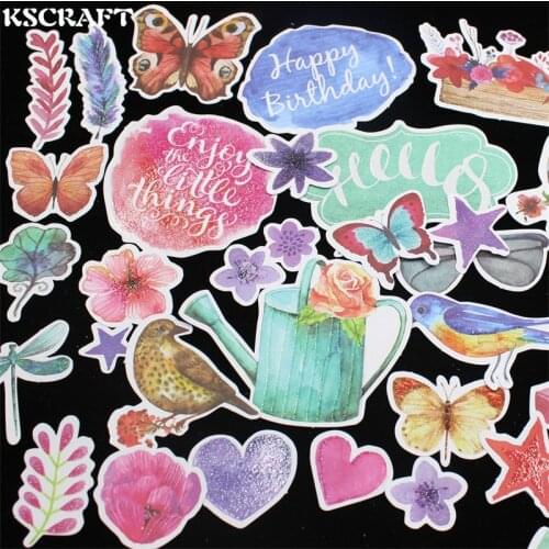 KSCRAFT 106pcs Enjoy The Day Colorful Cardstock Die Cuts for Scrapbooking Happy Planner/Card Making/Journaling Project