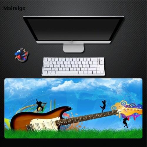 Mairuige Print Music Lovers Mouse Pad Guitar, Large Thick 400X900 Table Mat Natural Rubber Durable Large Mouse Pad