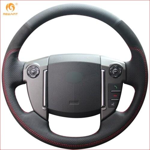 MEWANT Black Genuine Leather Black Suede Car Steering Wheel Cover for Land Rover Freelander 2 2013-2015 Interior Accessories