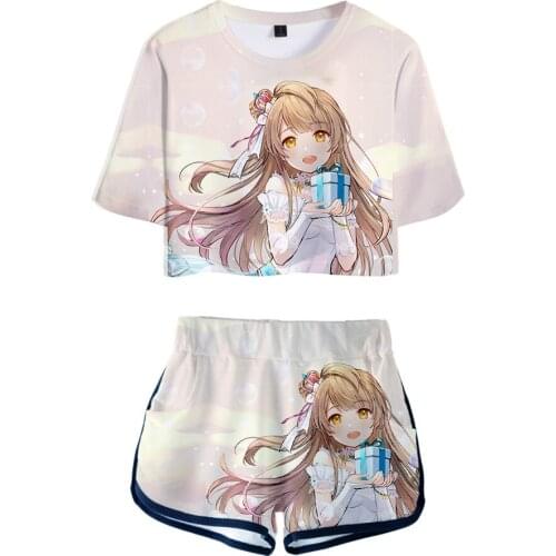 LOVE LIVE Kotori Minami Kawaii 3D Men Women Oversized Harajuku Pullover Coats Summer Two Pieces sets Women