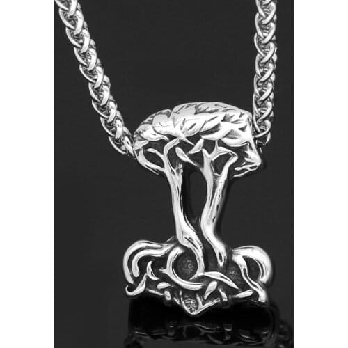 Men stainless steel norse viking Yggdrasil Tree of Life amulet Pendant necklace viking jewelry