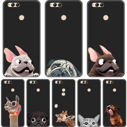 TPU Soft Silicone Phone Case For Huawei Honor 8X MAX 10 9 8 Pug Dog Back Cover For Huawei Honor 7 8 9 10 Lite 7S 7X 7A 7C Pro