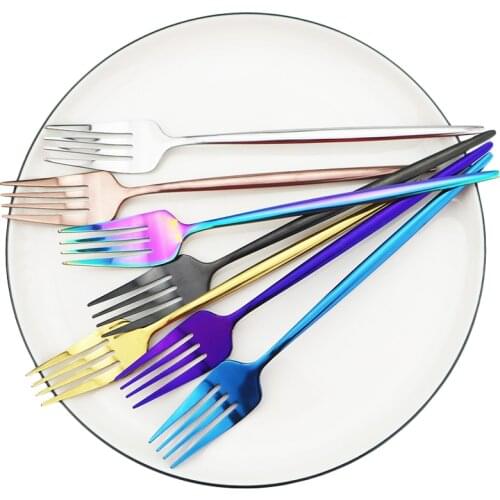 18/10 Stainless Steel Dinner Fork Set Black Cake Fork Fruit Salad Fork Dinnerware Rainbow Dessert Fork Set For Home Hotel Party