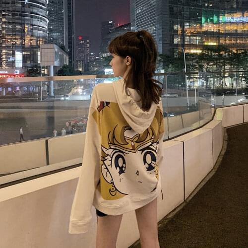 New Cute Girl Sailor Moon Cartoon Sweatshirt 2020 Girl Student Harajuku Style Hooded Sweatshirt Rave Festival Clothing Women