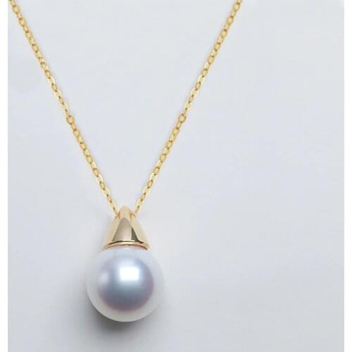 NYMPH 18k Gold Necklace Pendant Fine Jewelry Natural AKOYA Seawater Pearl Real Solid Pure Gold Luxury Wedding Gift For Women X50