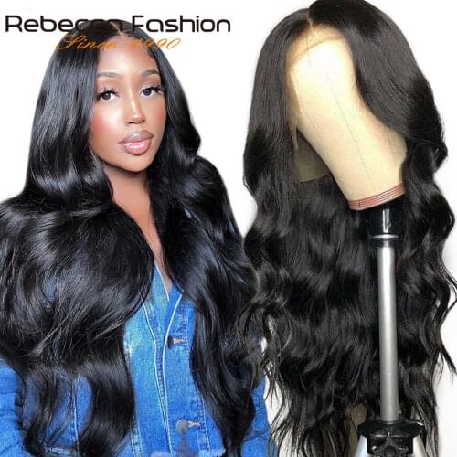 Rebecca Body Wave Frontal Lace Wigs 360 Pre-plucked Human Hair Lace Wigs 30In Brazilian Wigs Human Hair Body Wave Lace Front Wig