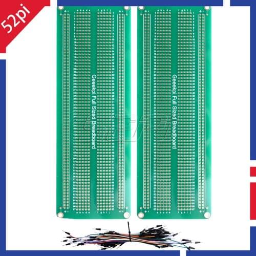 52Pi Prototype PCB Solderable Breadboard for Arduino and DIY Electronics Projects, Gold-Plated (2Pack Fullsize Breakboard)